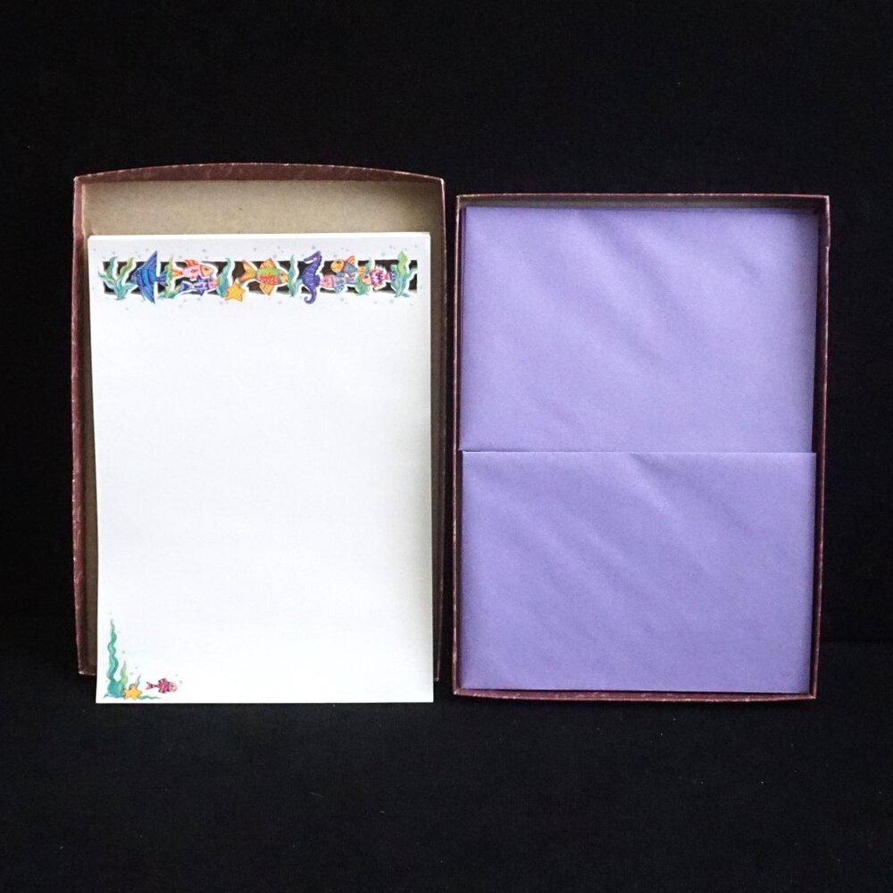 Vintage Hallmark Laser Cut Fish Stationary with Envelopes